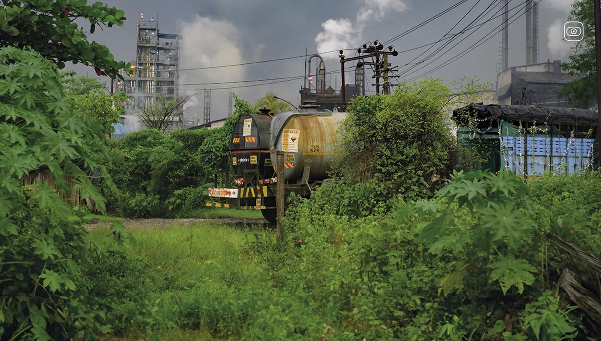 Tankers in the Mahad chemical district in Maharashtra, India. Sept 2024.