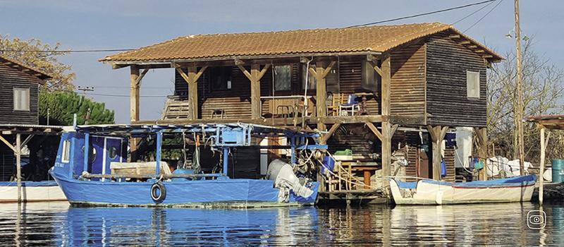 fishermen huts in the estuary near Chalastra in Greece