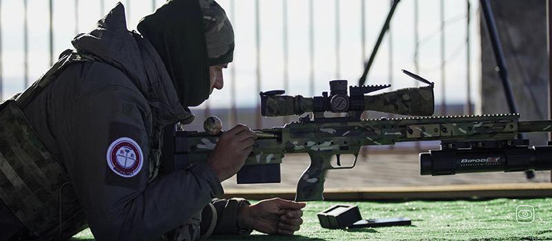 a Russian sniper armed with a US-made DesertTech .37XC rifle