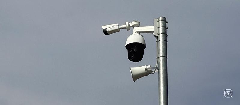 Camera at refugee camp on Samos