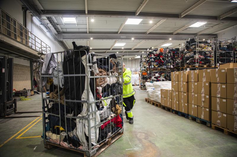 Fundació i Treball’s plant on the outskirts of Sabadell, Catalonia, one of the largest textile sorting facilities in Southern Europe