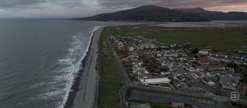 An aerial view of Fairbourne, the Welsh village that has become an international case.
