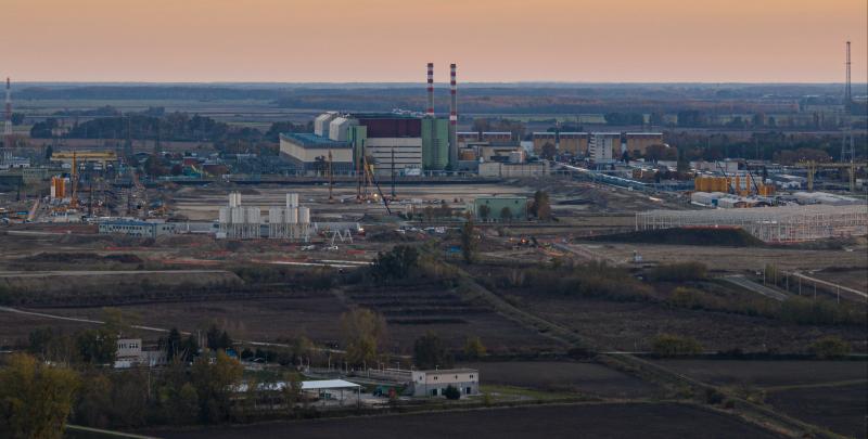 A bird's eye view of the construction site of nuclear power plant Paks II on 9 November 2023.