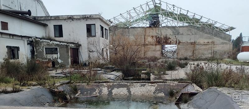 The abandoned warehouse in the degraded Ulcinj Saltworks.