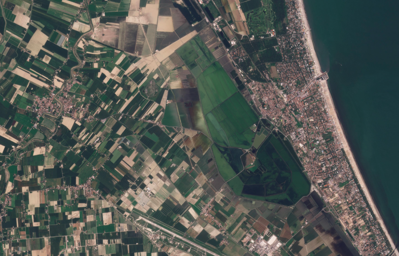 The Cervia saltworks flooded after the 2023 floods in the Emilia-Romagna region, Italy