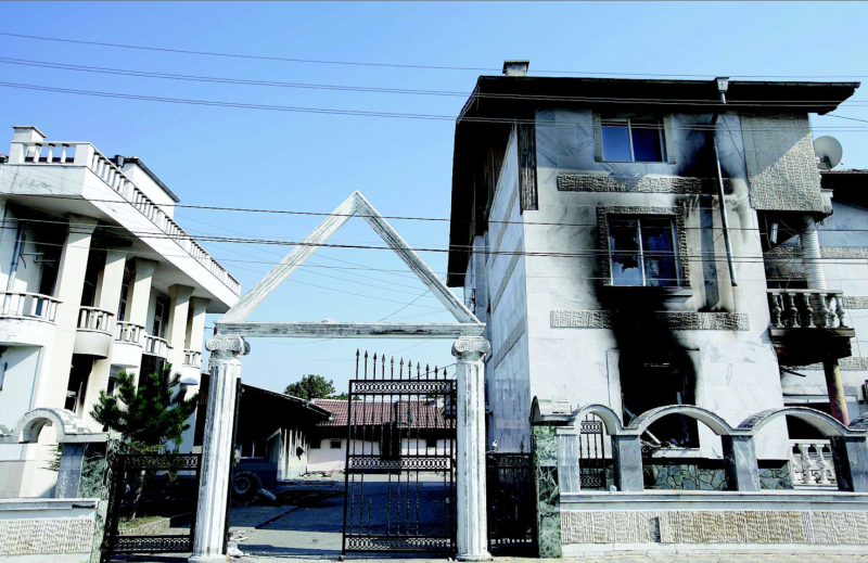 A house that has burned down.