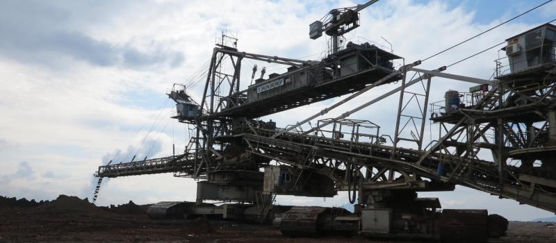 A massive lignite excavator in the Southern Field lignite mine in Ptolemaida, Greece